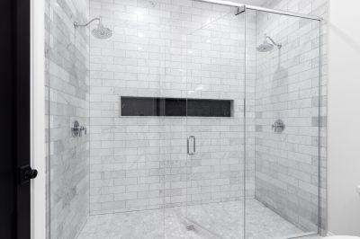 Corner Shower with Large Tiles
